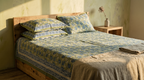 Sage & Blue Floral Hand Block Print Cotton Bedspread – Meadow