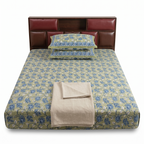 Sage & Blue Floral Hand Block Print Cotton Bedspread – Meadow
