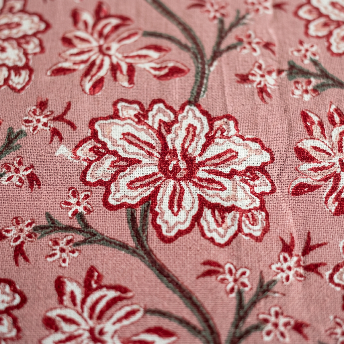 Rose & Red Floral Hand Block Print Cotton Bedspread – Rosewood