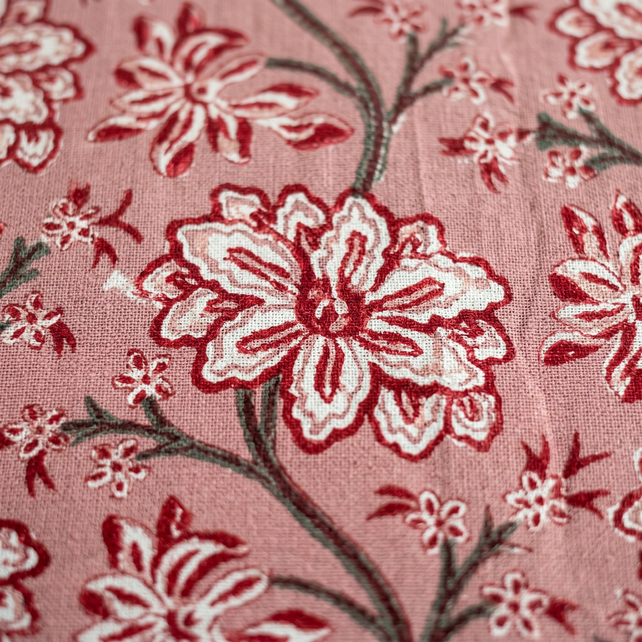 Rose & Red Floral Hand Block Print Cotton Bedspread – Rosewood