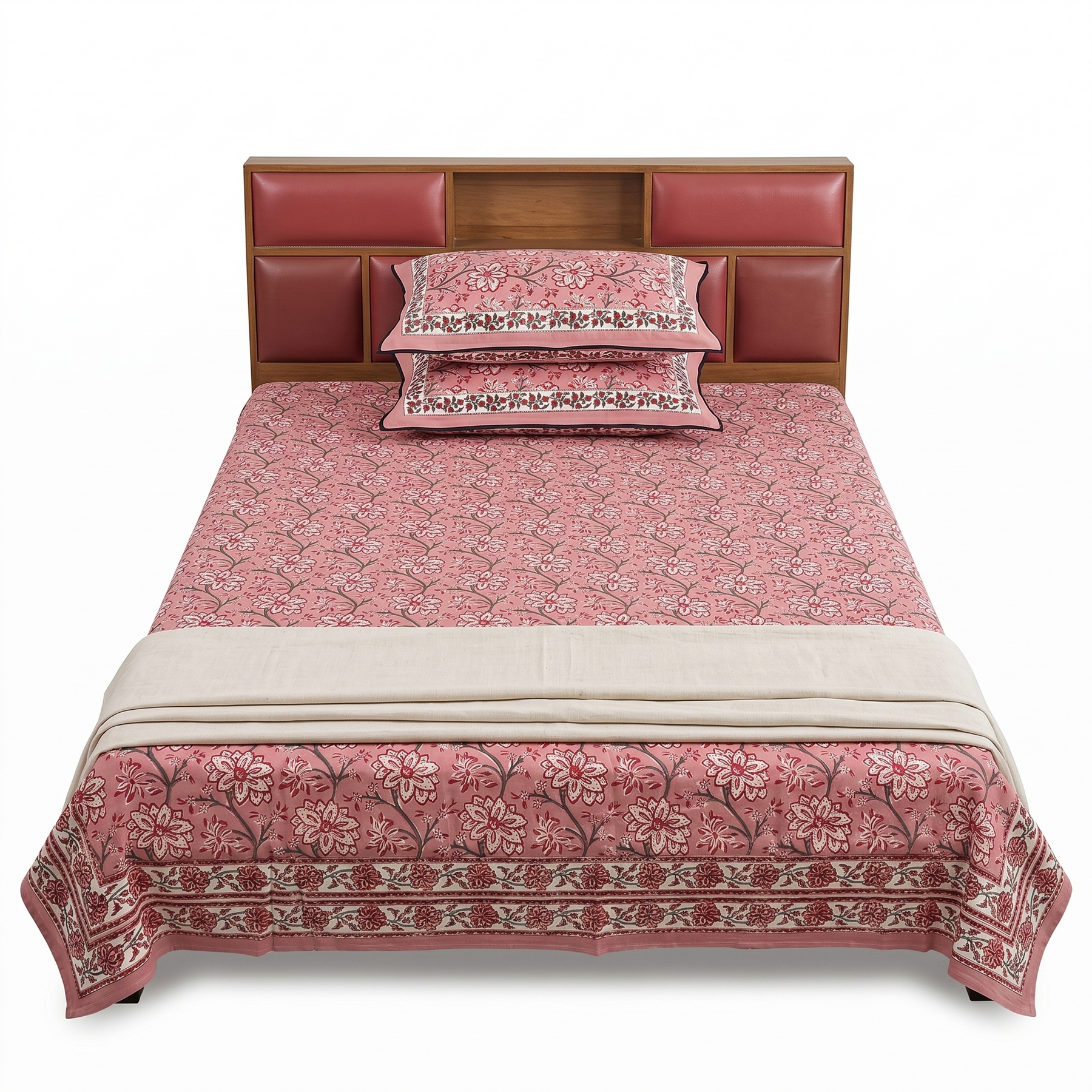 Rose & Red Floral Hand Block Print Cotton Bedspread – Rosewood