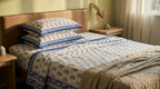 Blue & White Paisley Hand Block Print Cotton Bedspread – Cobalt