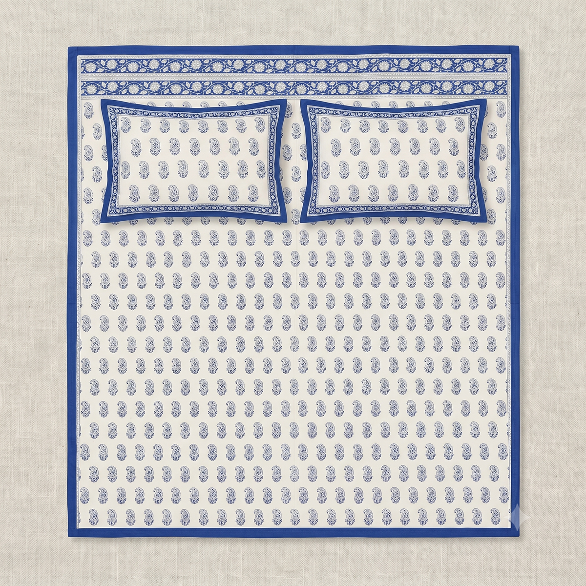 Blue & White Paisley Hand Block Print Cotton Bedspread – Cobalt