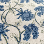 Blue & White Floral Hand Block Print Cotton Bedspread – Cornflower