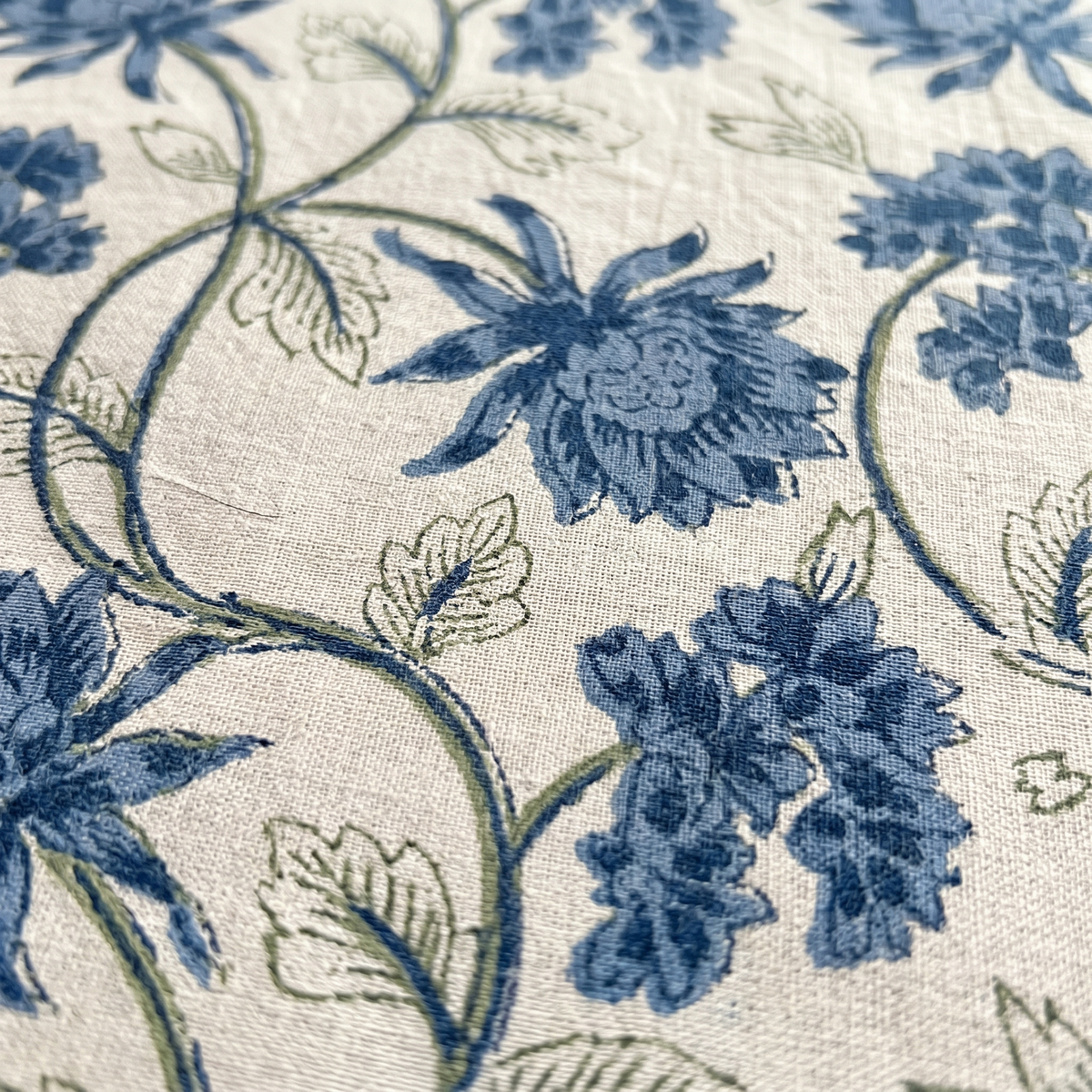 Blue & White Floral Hand Block Print Cotton Bedspread – Cornflower