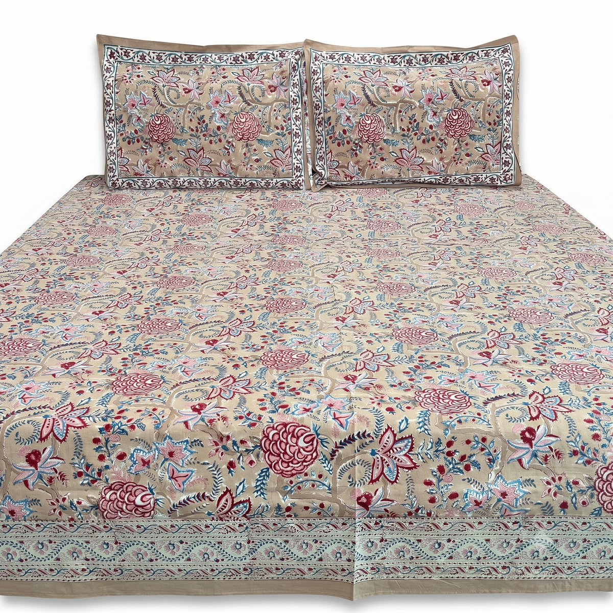 Blush Multicolour Floral Hand Block Print Cotton Bedspread – Blush