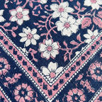 Navy & Pink Floral Hand Block Print Cotton Kaftan – Bluebell