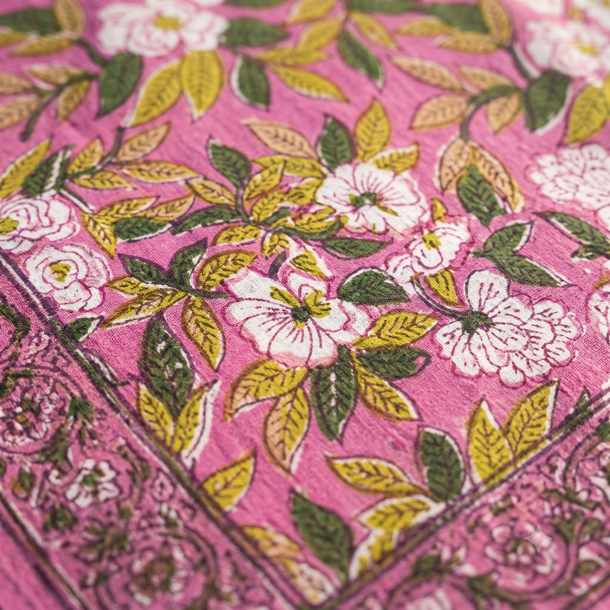 Plum & Pink Floral Hand Block Print Cotton Kaftan – Mulberry