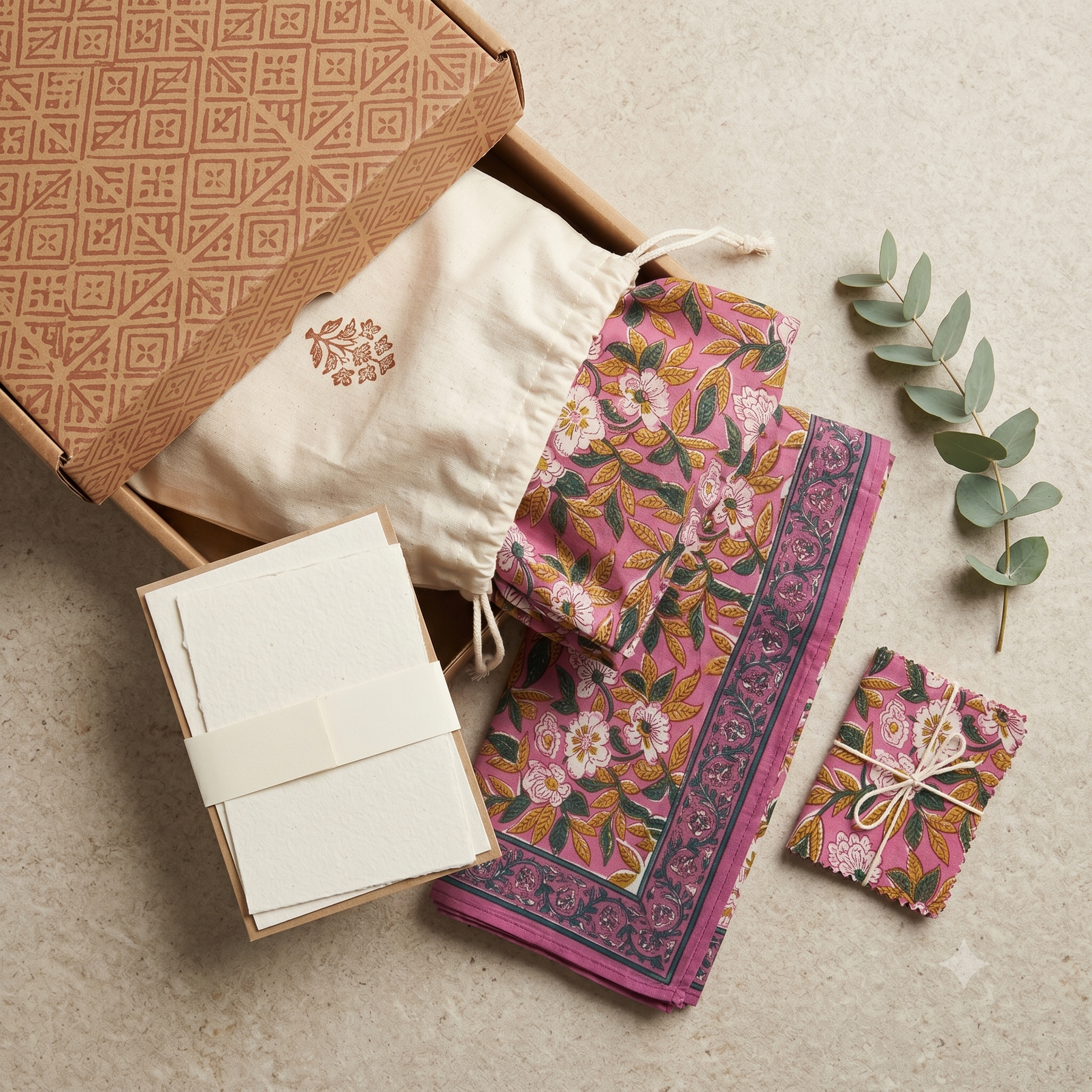 Plum & Pink Floral Hand Block Print Cotton Kaftan – Mulberry