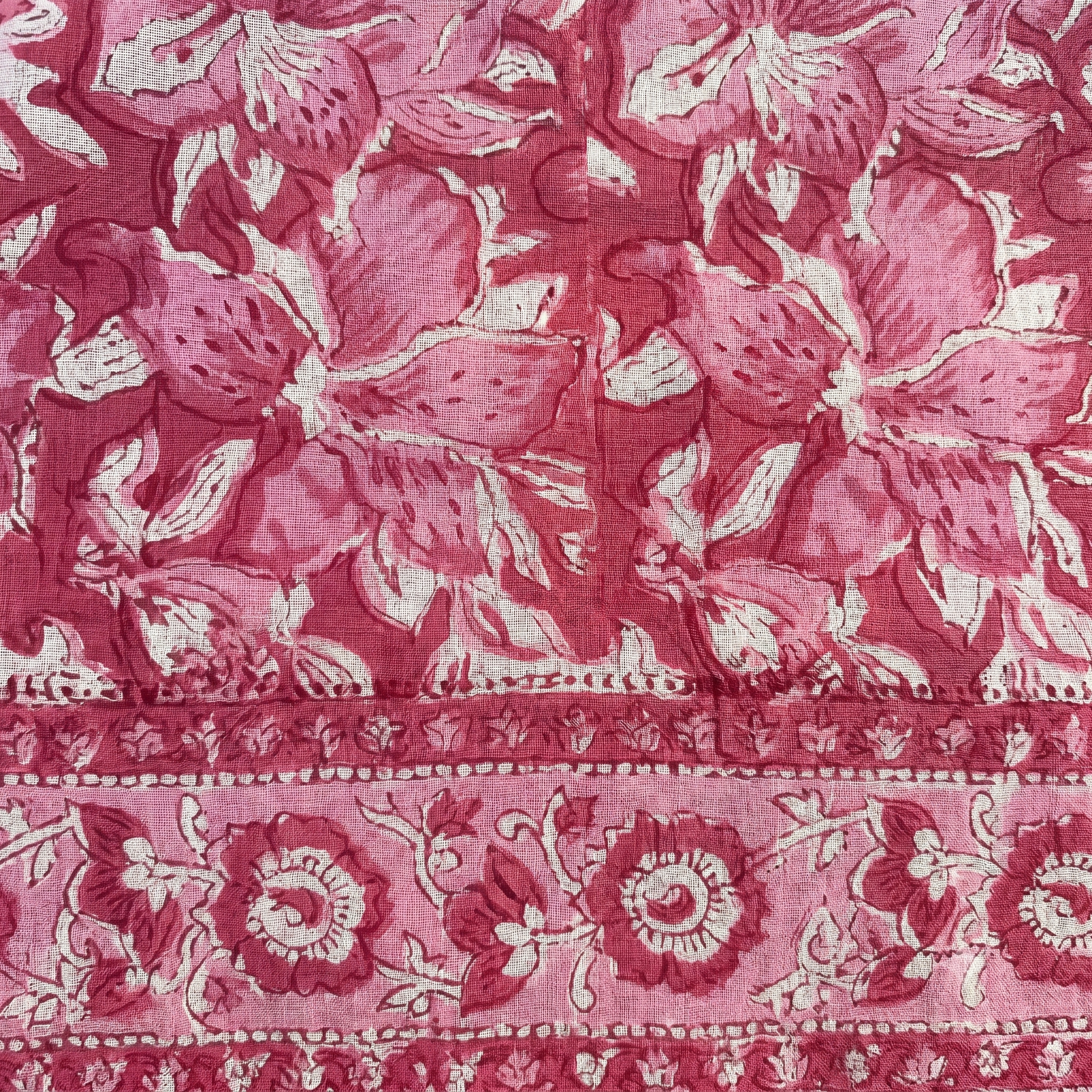 Rose Pink Floral Hand Block Print Cotton Sarong – Rosa