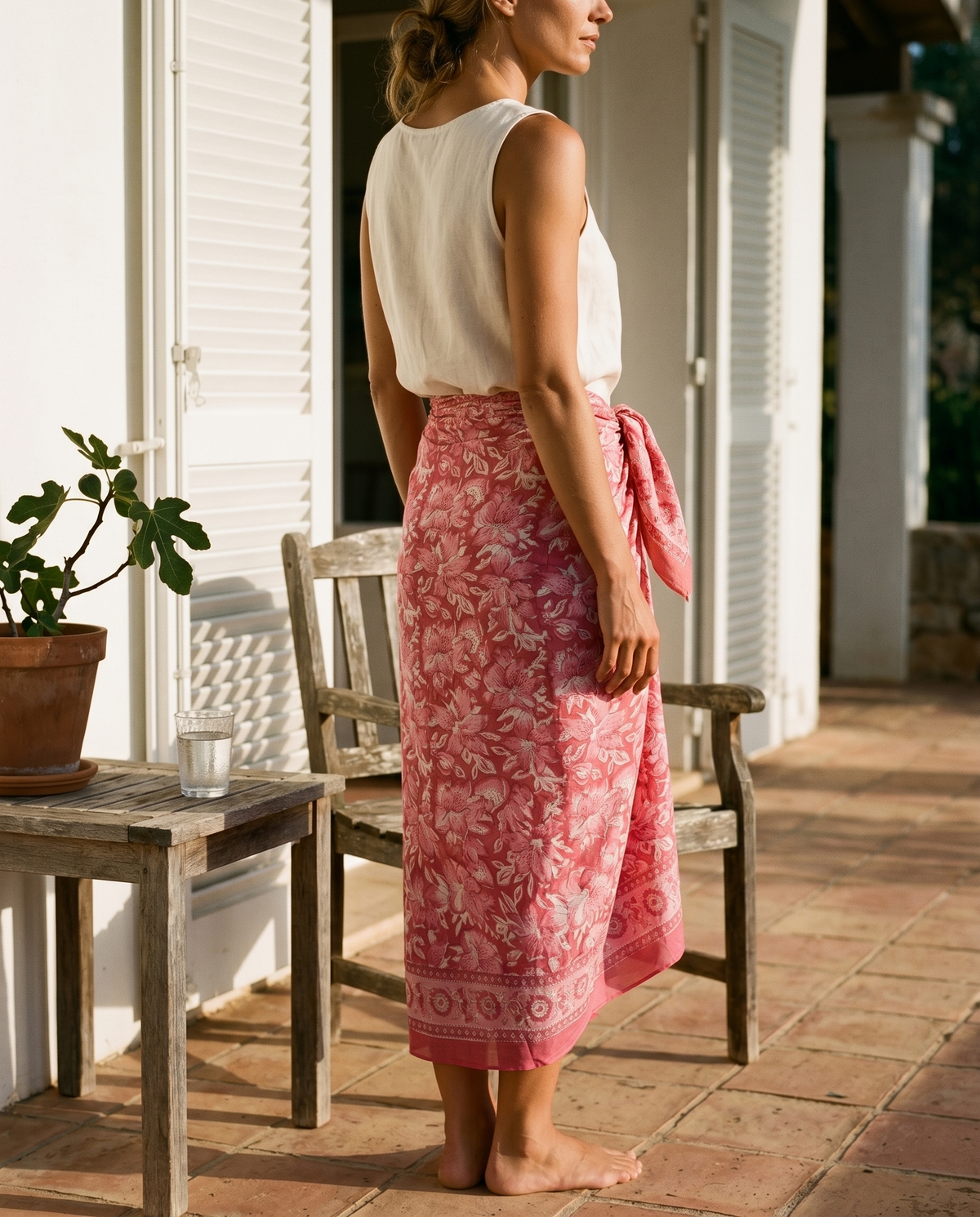 Rose Pink Floral Hand Block Print Cotton Sarong – Rosa
