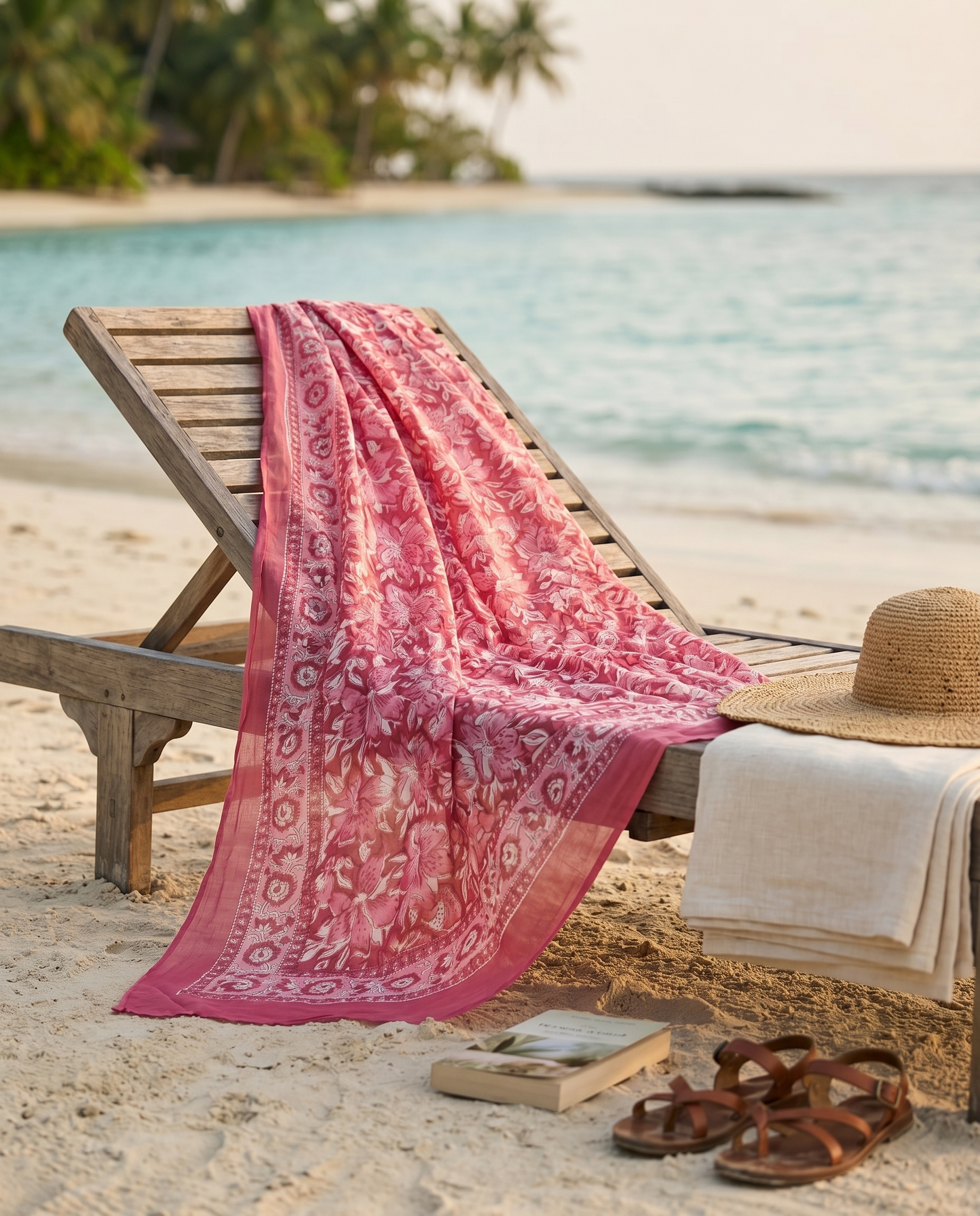 Rose Pink Floral Hand Block Print Cotton Sarong – Rosa