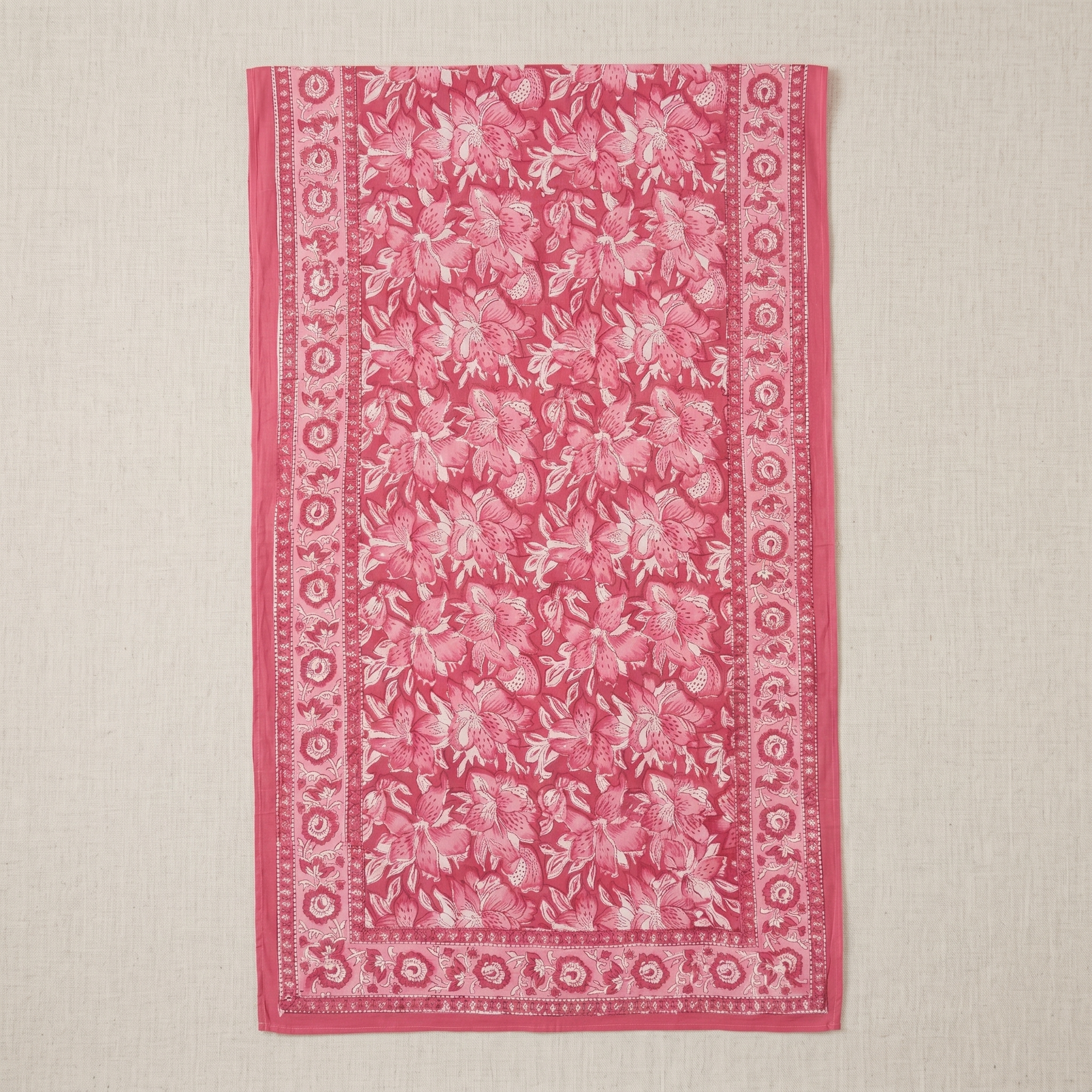 Rose Pink Floral Hand Block Print Cotton Sarong – Rosa