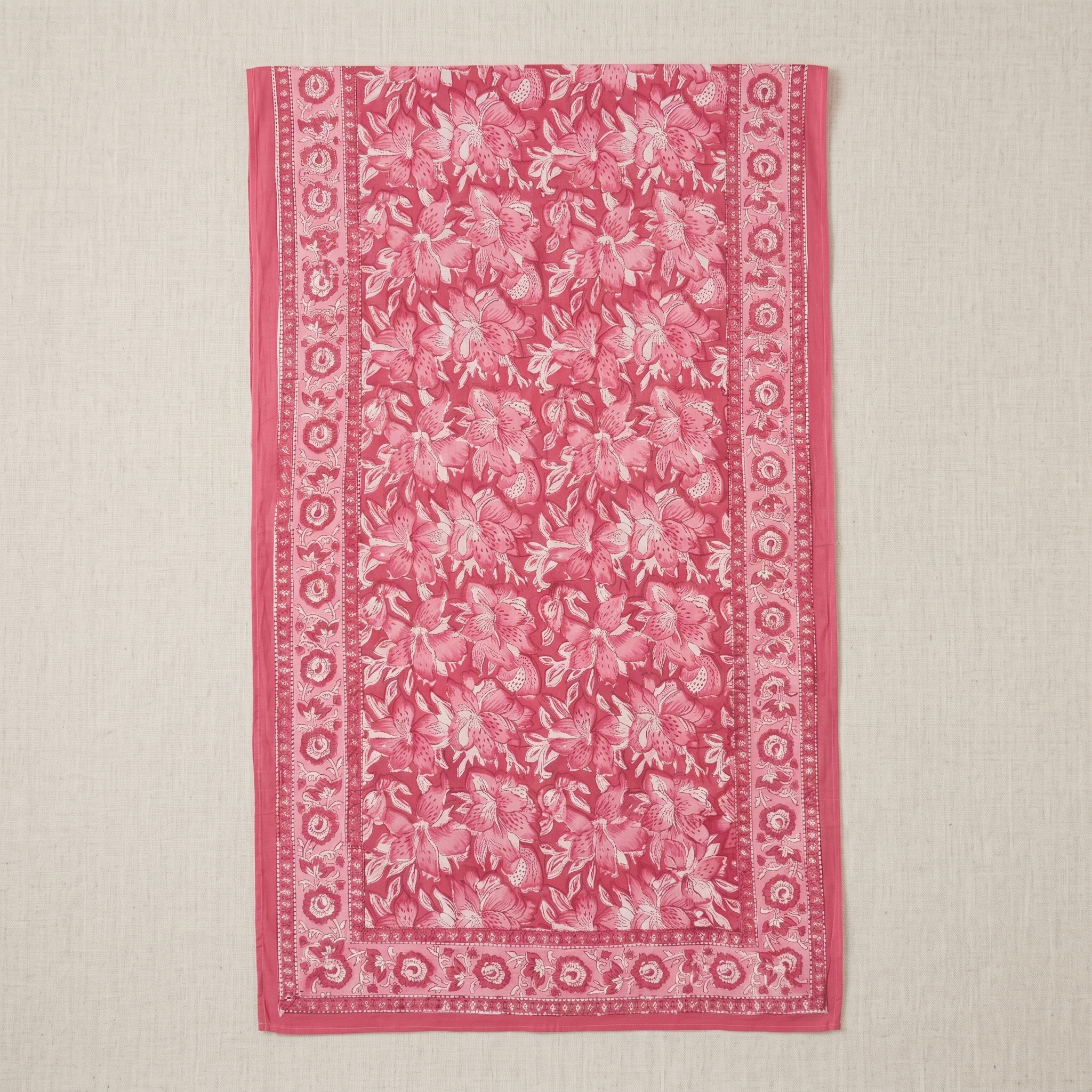 Rose Pink Floral Hand Block Print Cotton Sarong – Rosa