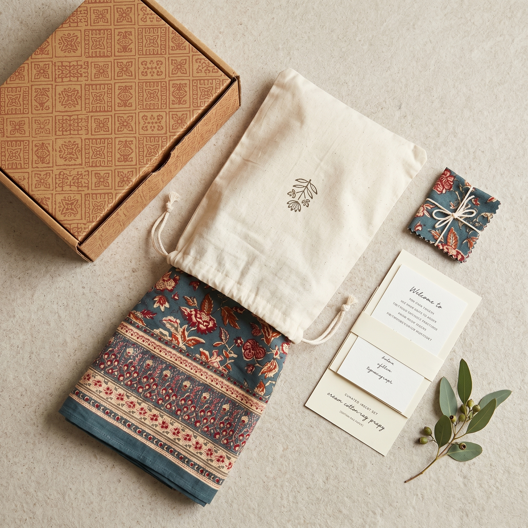 Teal & Rust Floral Hand Block Print Cotton Tablecloth – Sienna