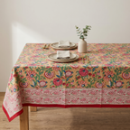 Mustard Multicolour Floral Hand Block Print Cotton Tablecloth – Marigold
