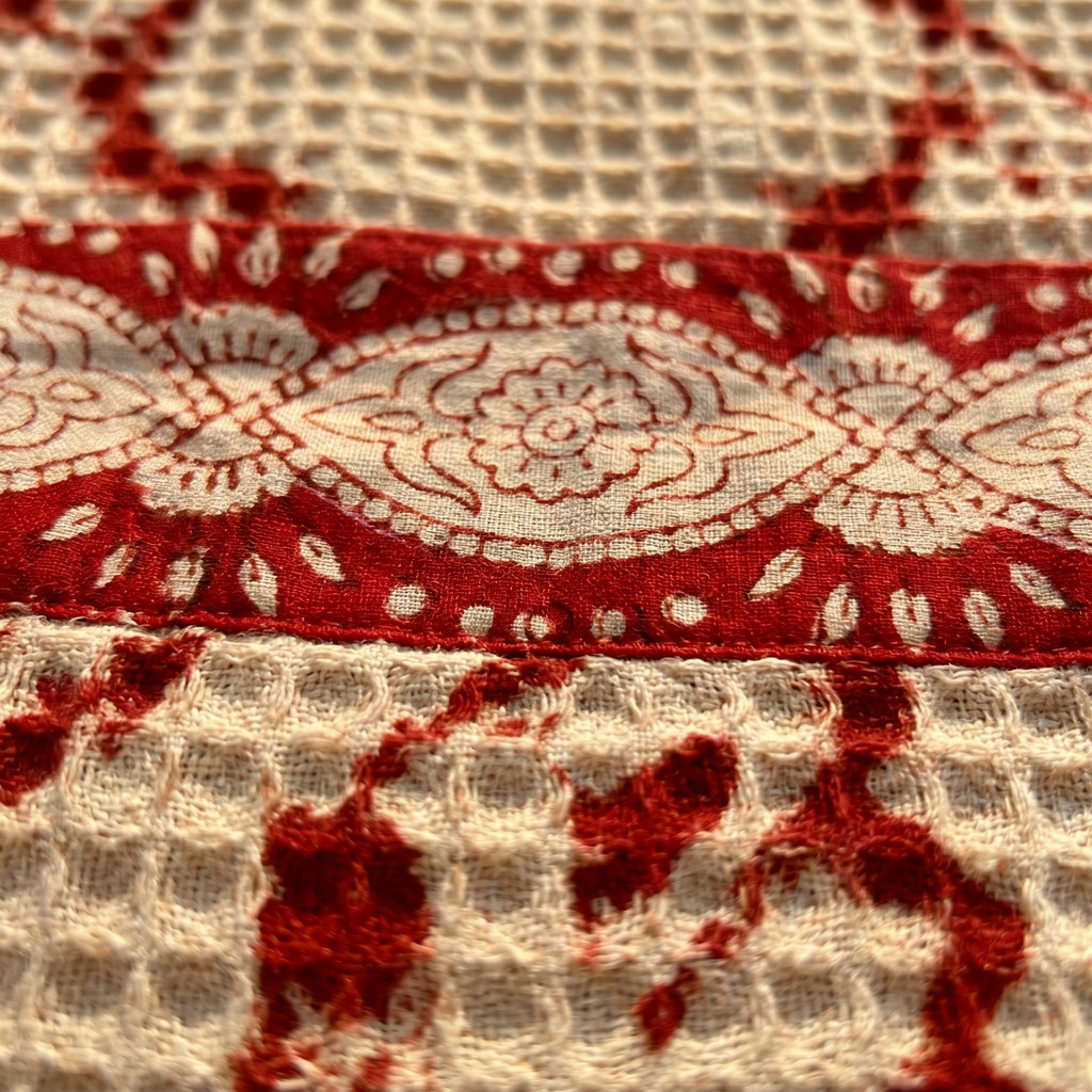 Cream & Red Floral Waffle Cotton Kimono Robe – Camellia