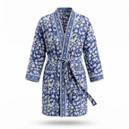 Blue & White Floral Waffle Cotton Kimono Robe – Delft