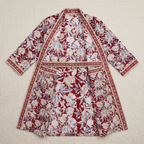 Red & Blue Floral Waffle Cotton Kimono Robe – Marsala