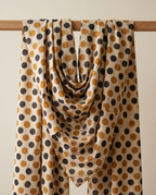 Bagru Daboo Block Print Cotton Fabric – Gold & Black Polka Dot