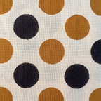 Bagru Daboo Block Print Cotton Fabric – Gold & Black Polka Dot