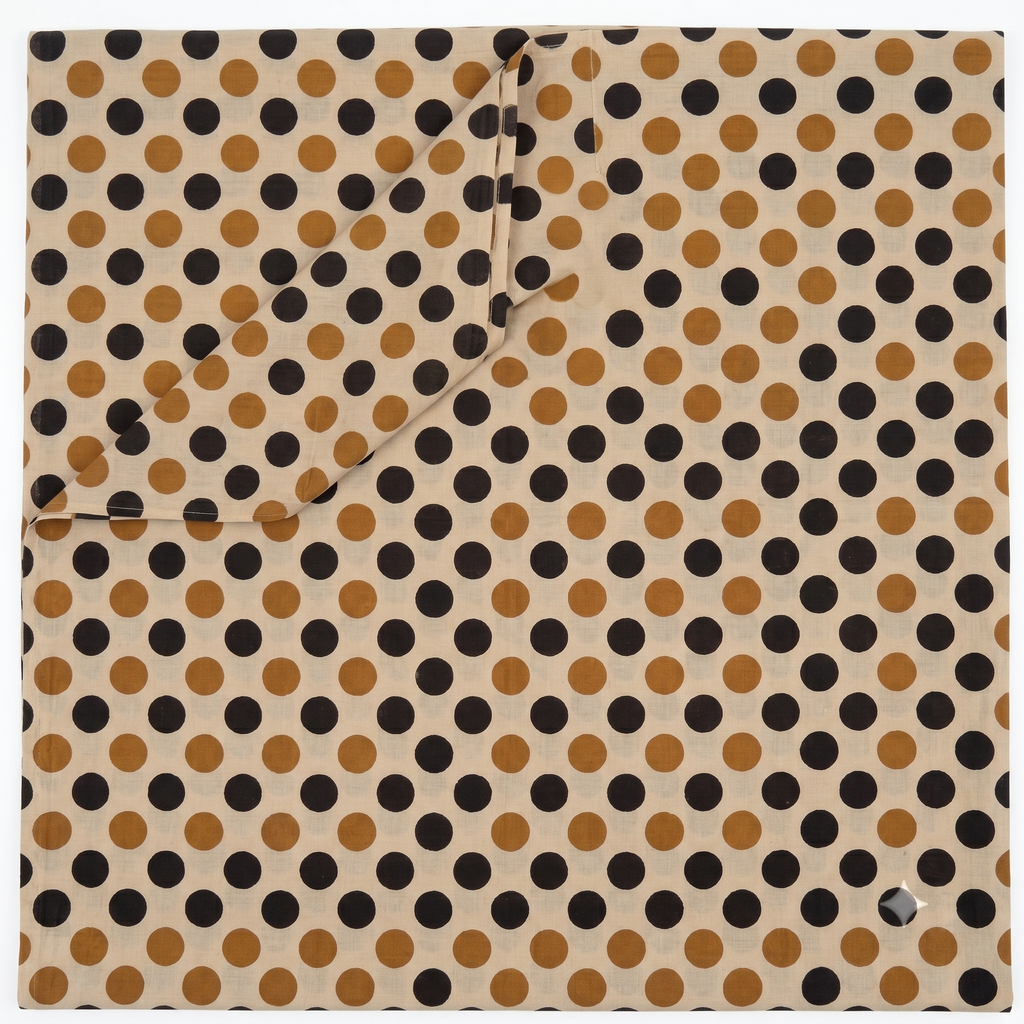 Bagru Daboo Block Print Cotton Fabric – Gold & Black Polka Dot