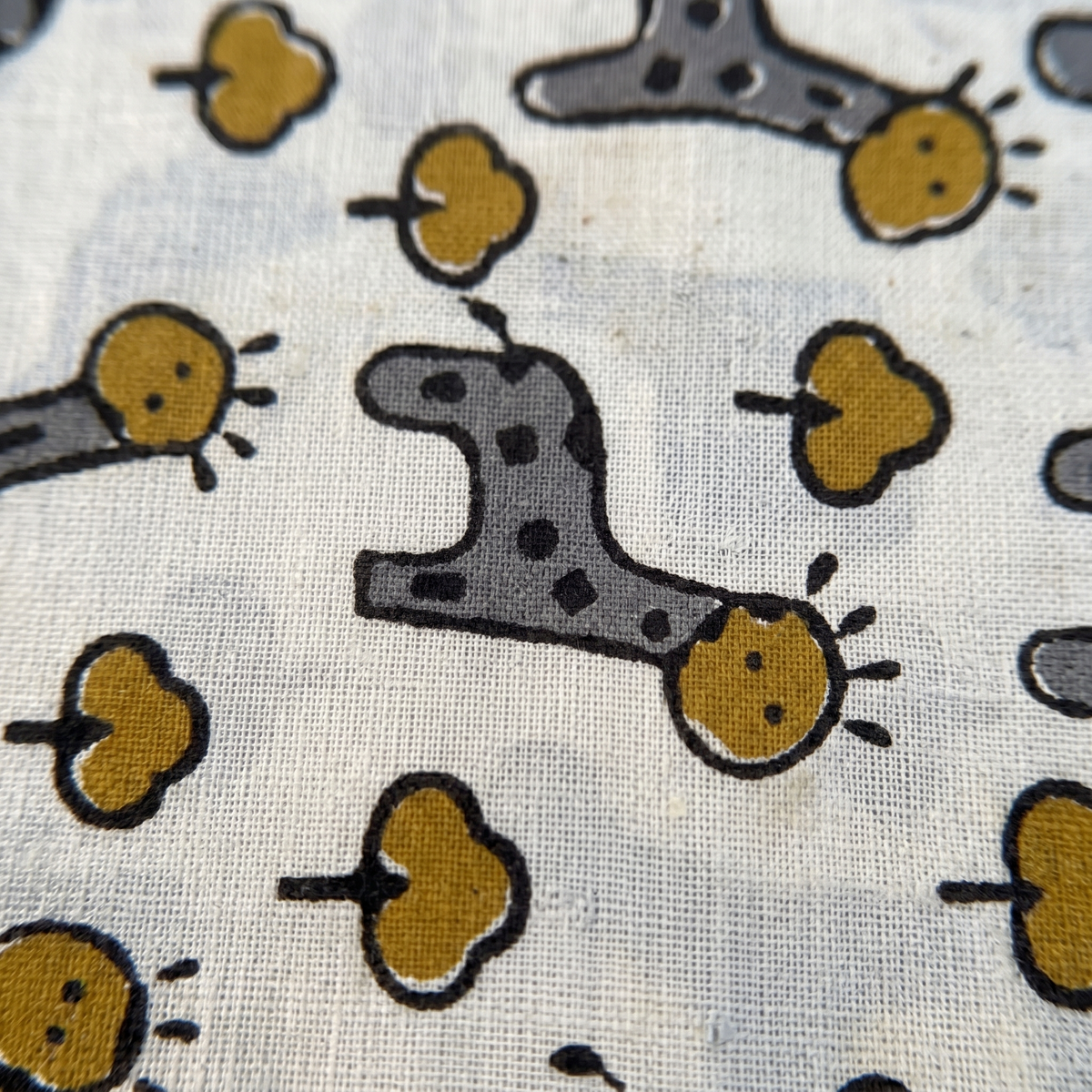 Bagru Daboo Block Print Cotton Fabric – Grey Giraffe Novelty