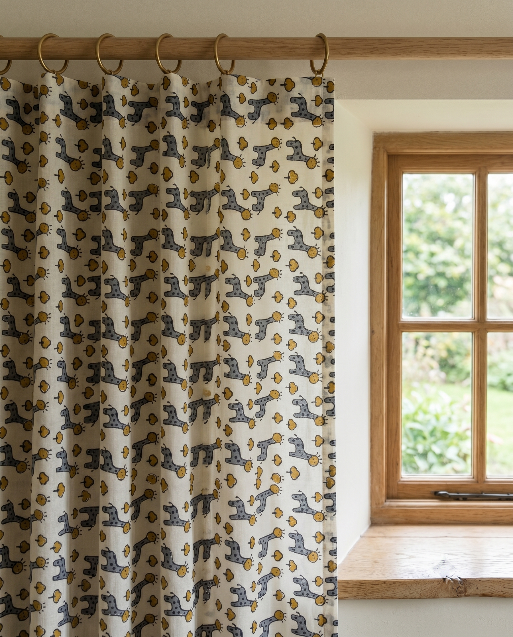 Bagru Daboo Block Print Cotton Fabric – Grey Giraffe Novelty