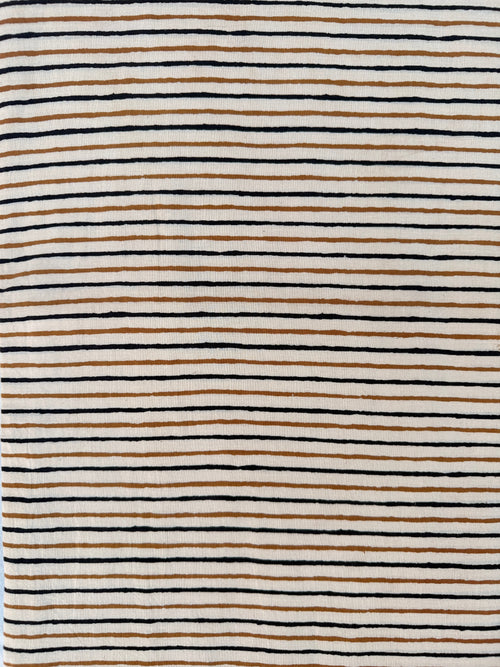 Bagru Daboo Block Print Cotton Fabric – Stripe