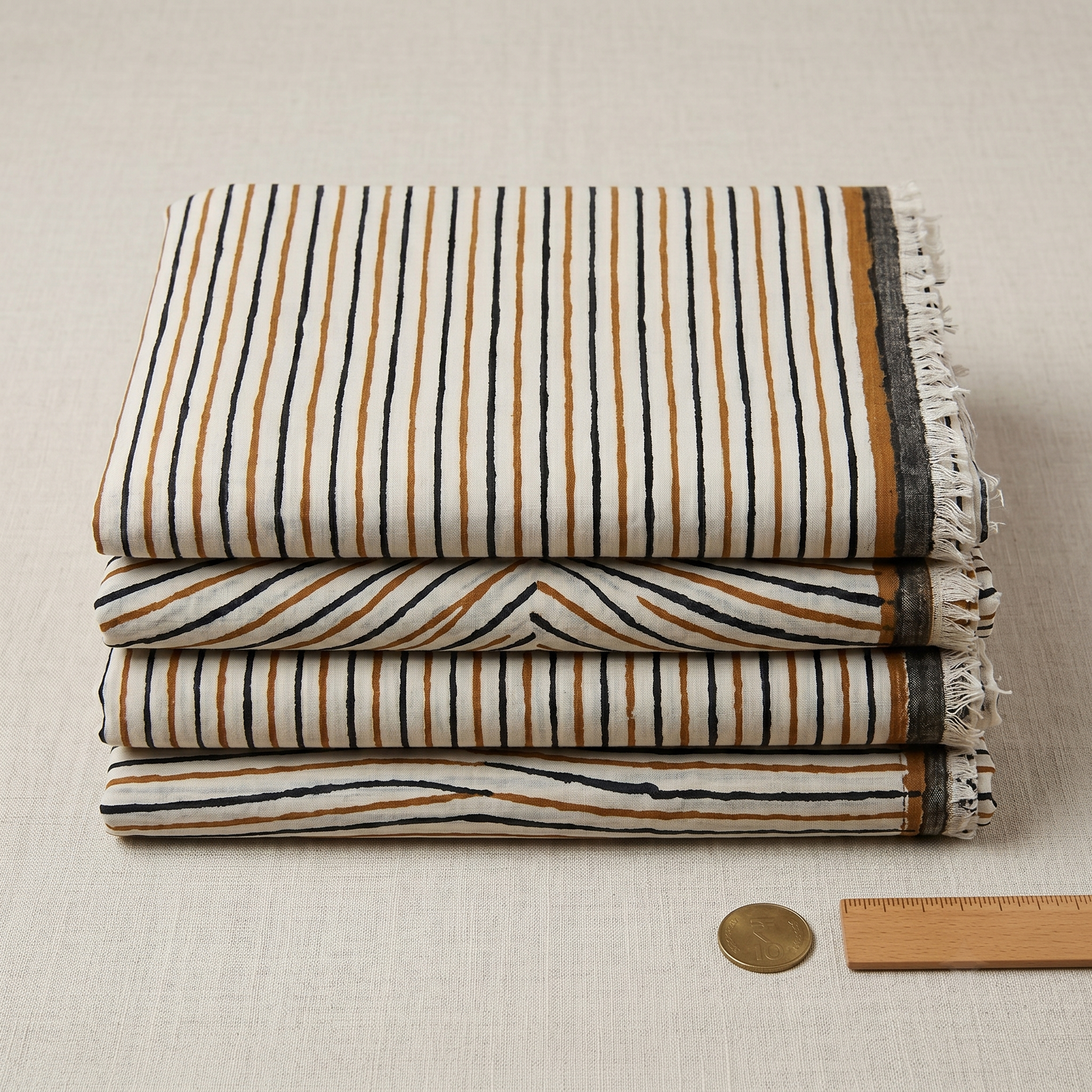 Bagru Daboo Block Print Cotton Fabric – Stripe