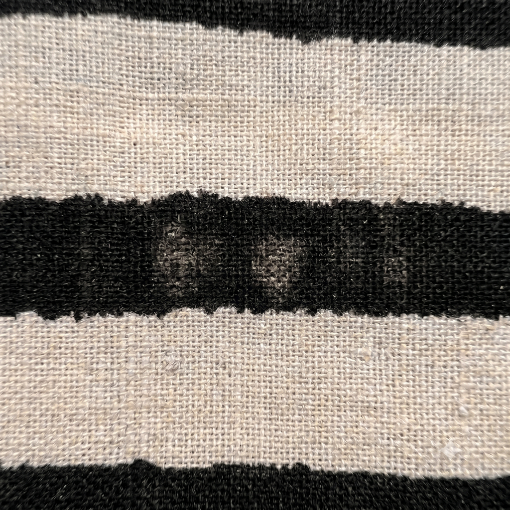 Bagru Daboo Block Print Cotton Fabric – Black & Cream Stripe