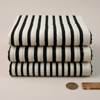 Bagru Daboo Block Print Cotton Fabric – Black & Cream Stripe