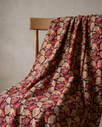 Bagru Daboo Block Print Cotton Fabric – Navy & Red Leaf