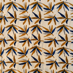 Bagru Daboo Block Print Cotton Fabric – Cream & Blue Leaf