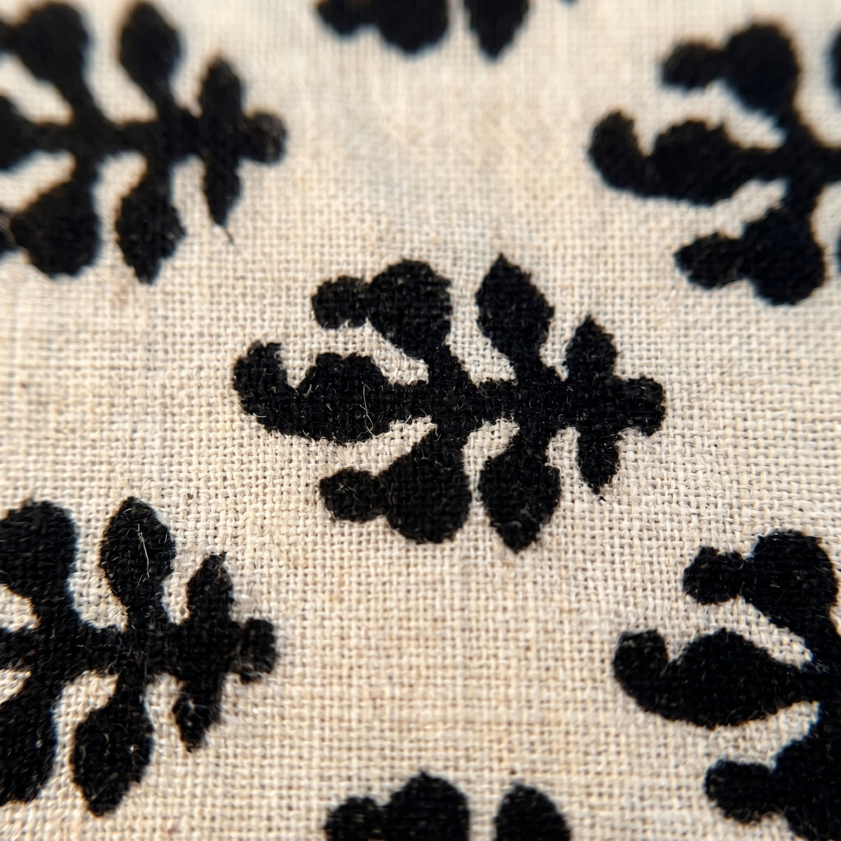 Bagru Daboo Block Print Cotton Fabric – Ivory & Black Buti