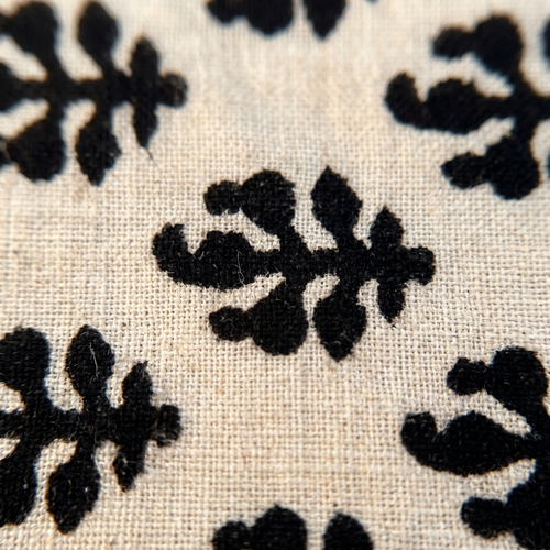 Bagru Daboo Block Print Cotton Fabric – Ivory & Black Buti