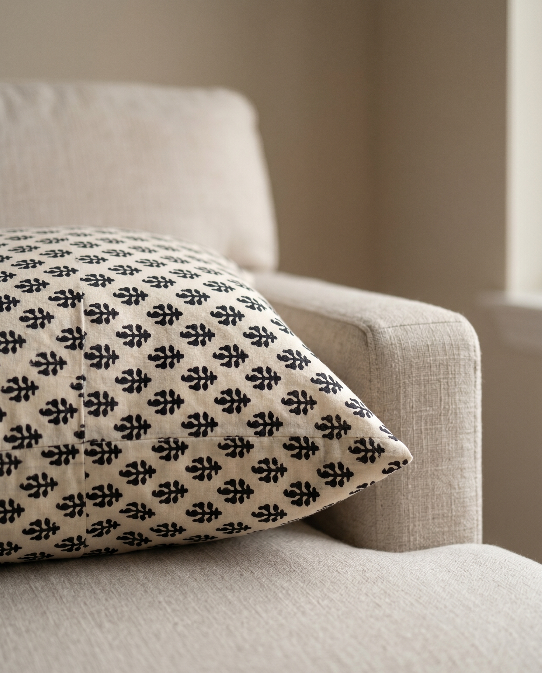 Bagru Daboo Block Print Cotton Fabric – Ivory & Black Buti
