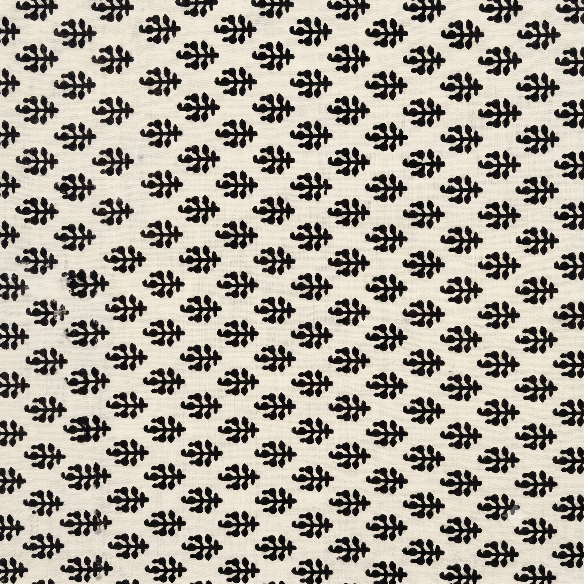 Bagru Daboo Block Print Cotton Fabric – Ivory & Black Buti