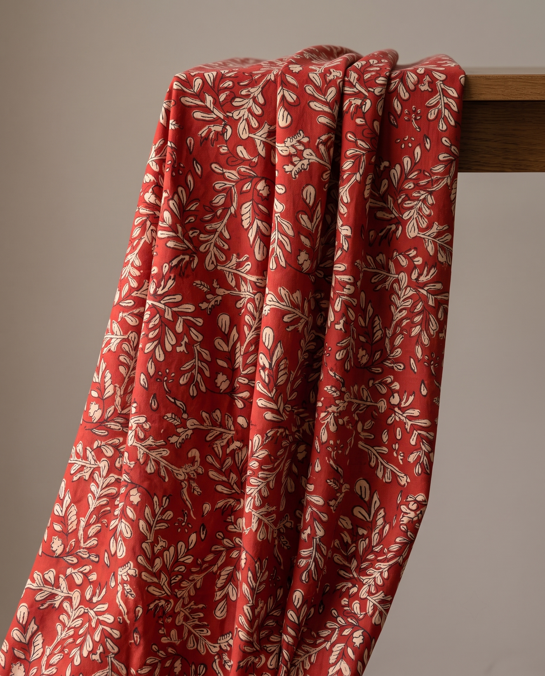 Bagru Daboo Block Print Cotton Fabric – Madder Red Vine