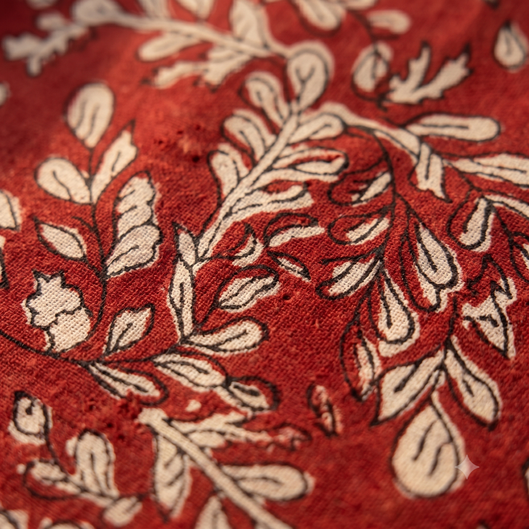Bagru Daboo Block Print Cotton Fabric – Madder Red Vine