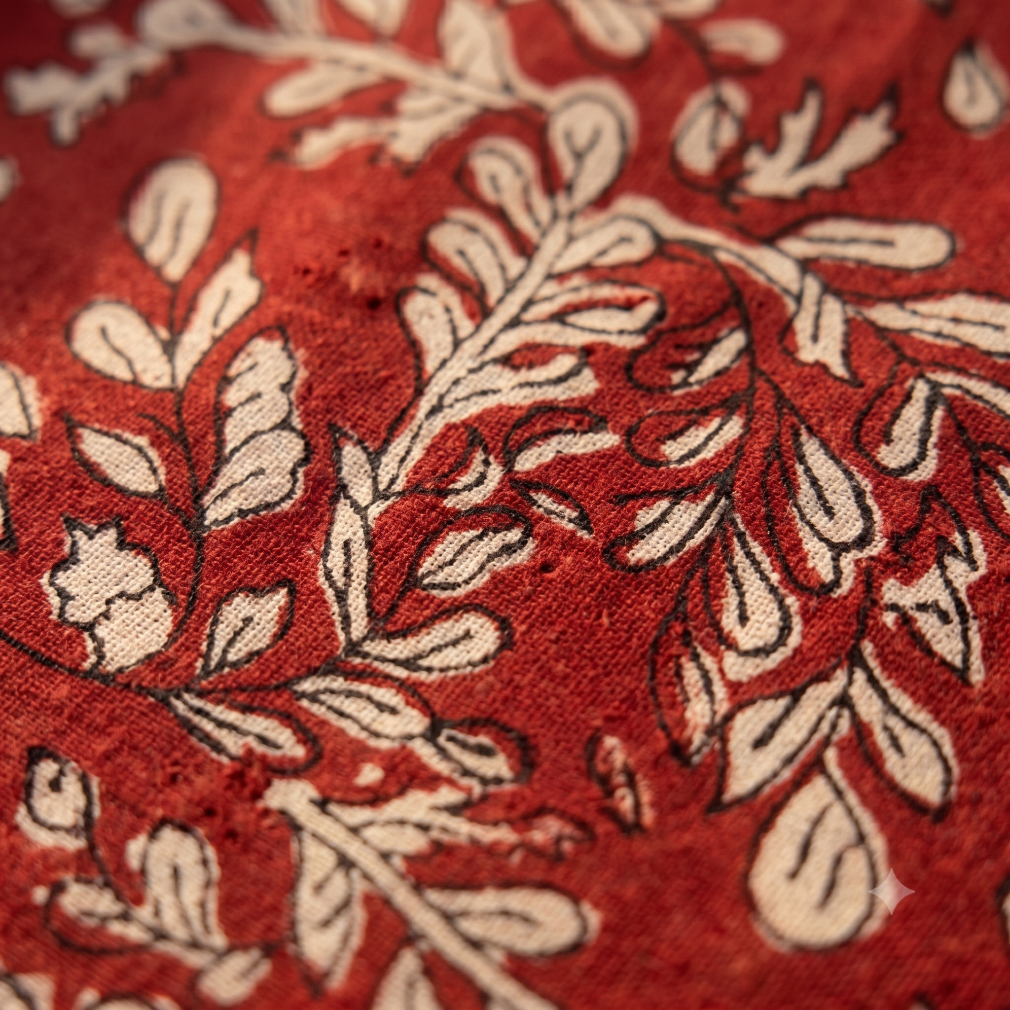 Bagru Daboo Block Print Cotton Fabric – Madder Red Vine