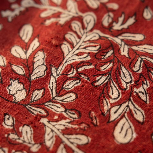 Bagru Daboo Block Print Cotton Fabric – Madder Red Vine