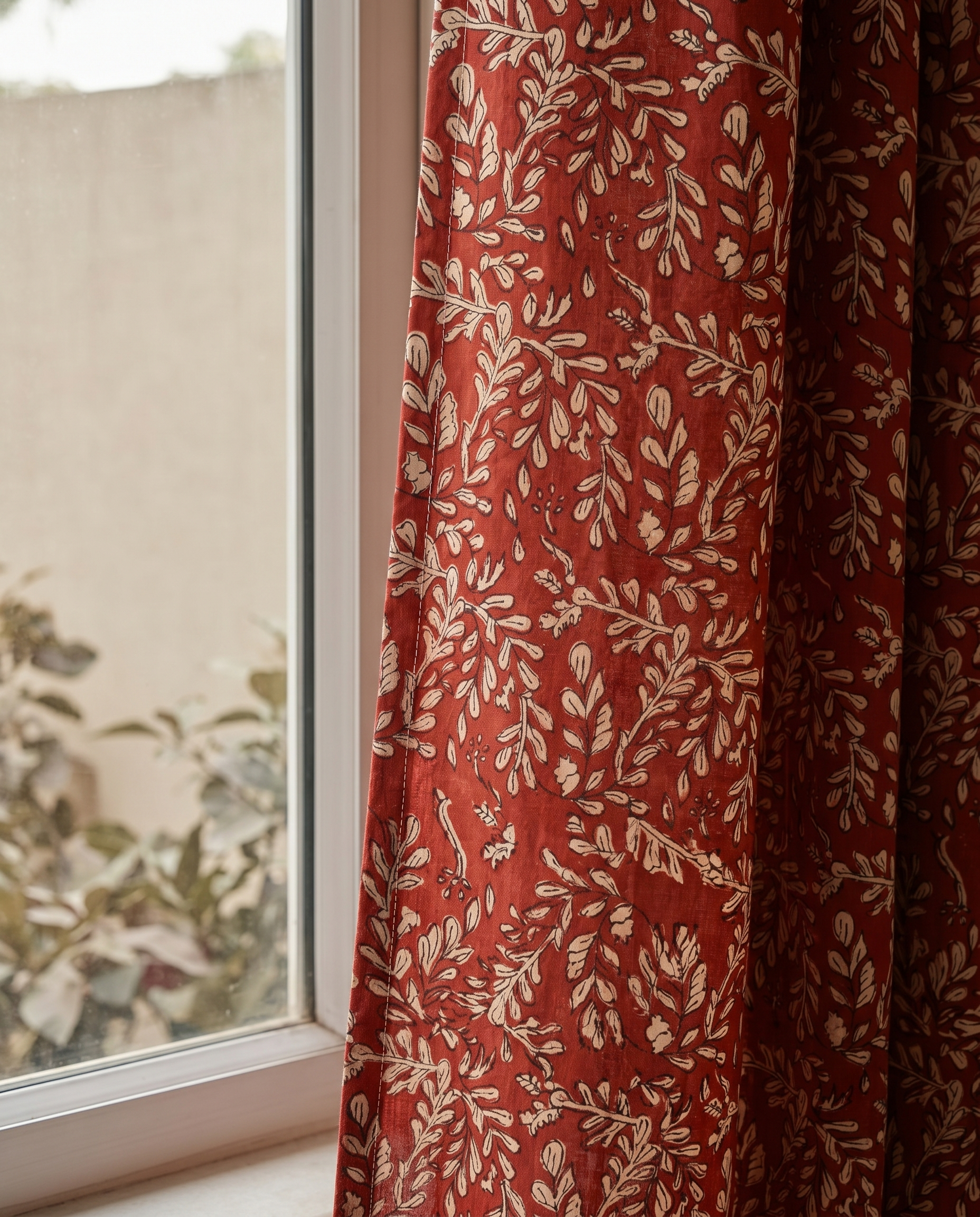 Bagru Daboo Block Print Cotton Fabric – Madder Red Vine