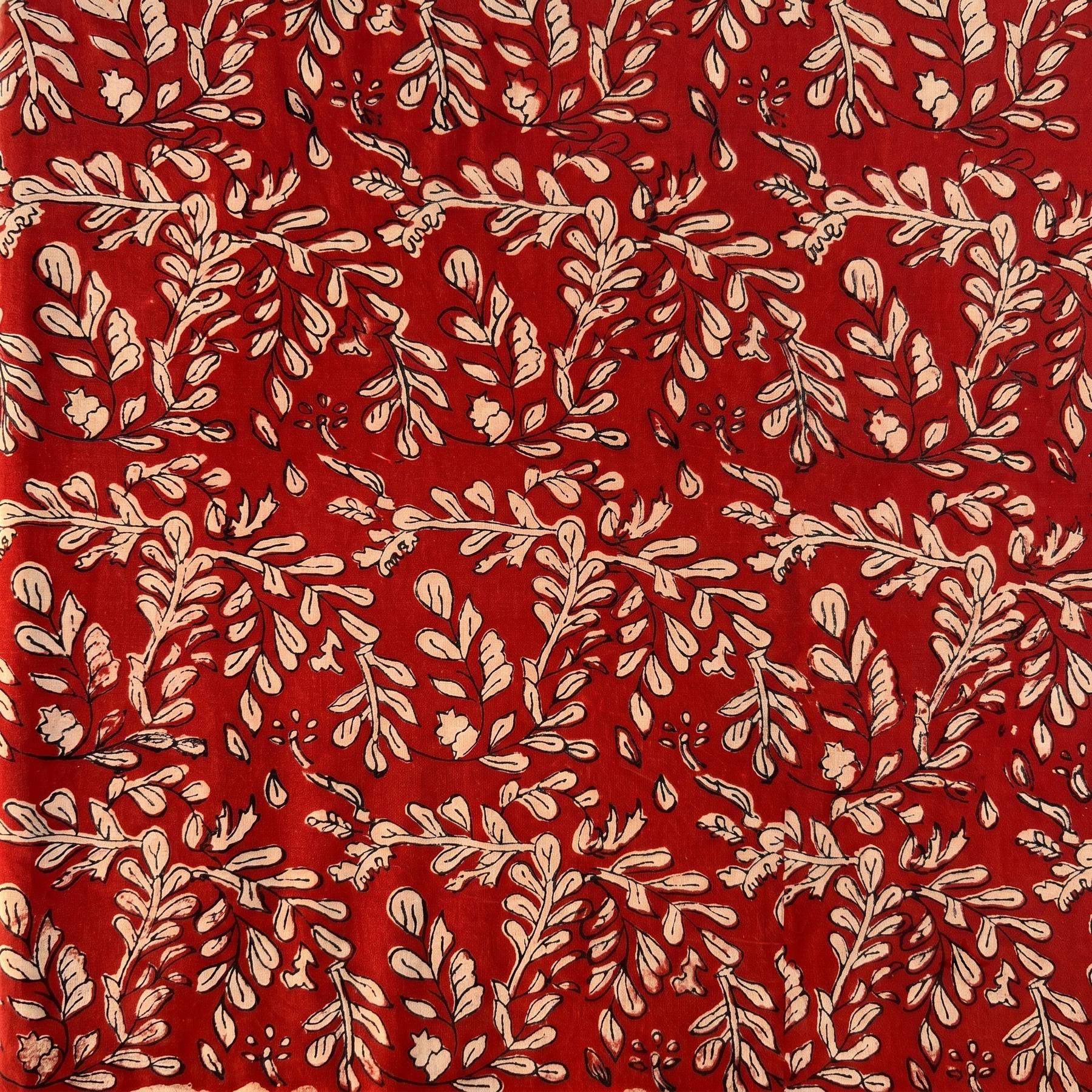 Bagru Daboo Block Print Cotton Fabric – Madder Red Vine