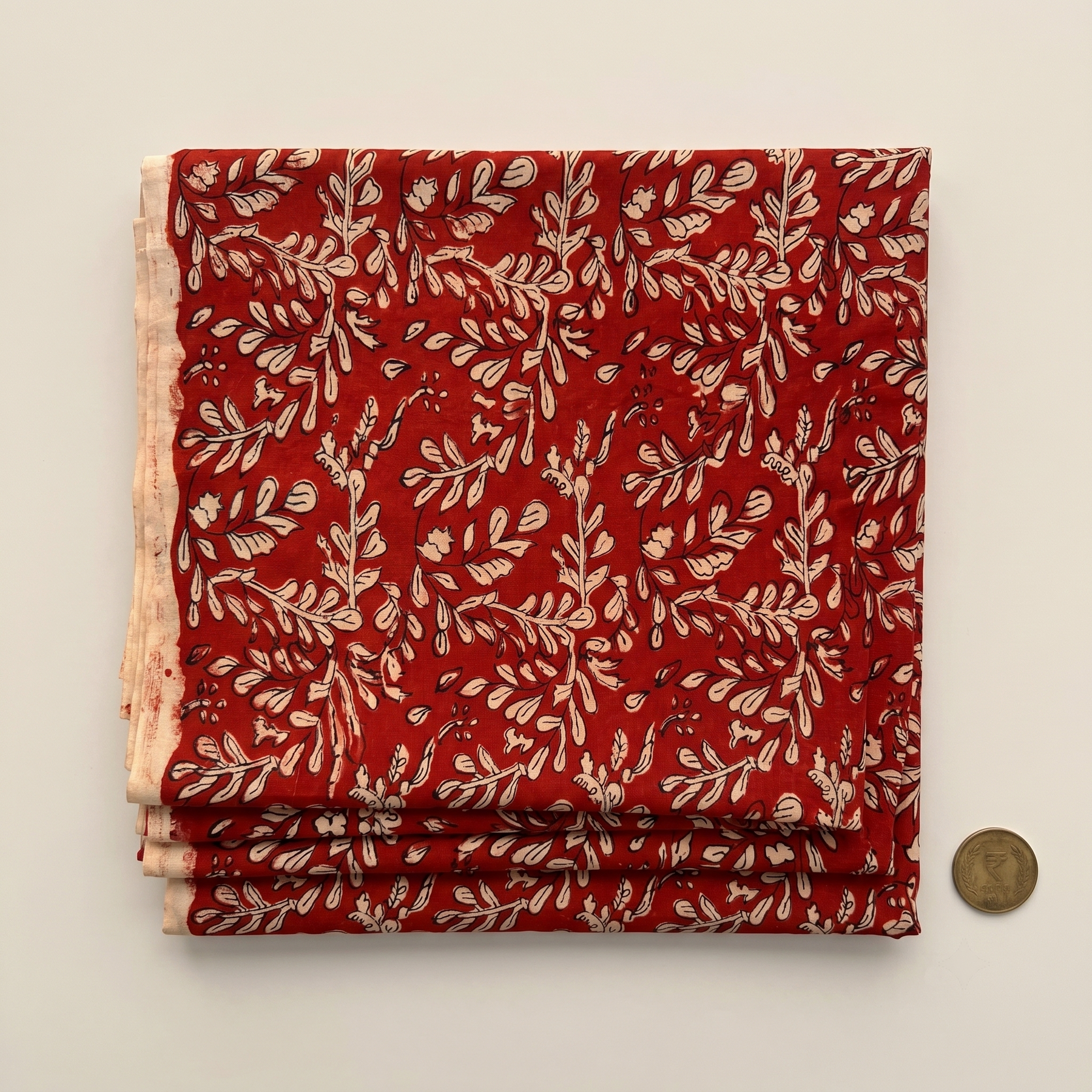 Bagru Daboo Block Print Cotton Fabric – Madder Red Vine