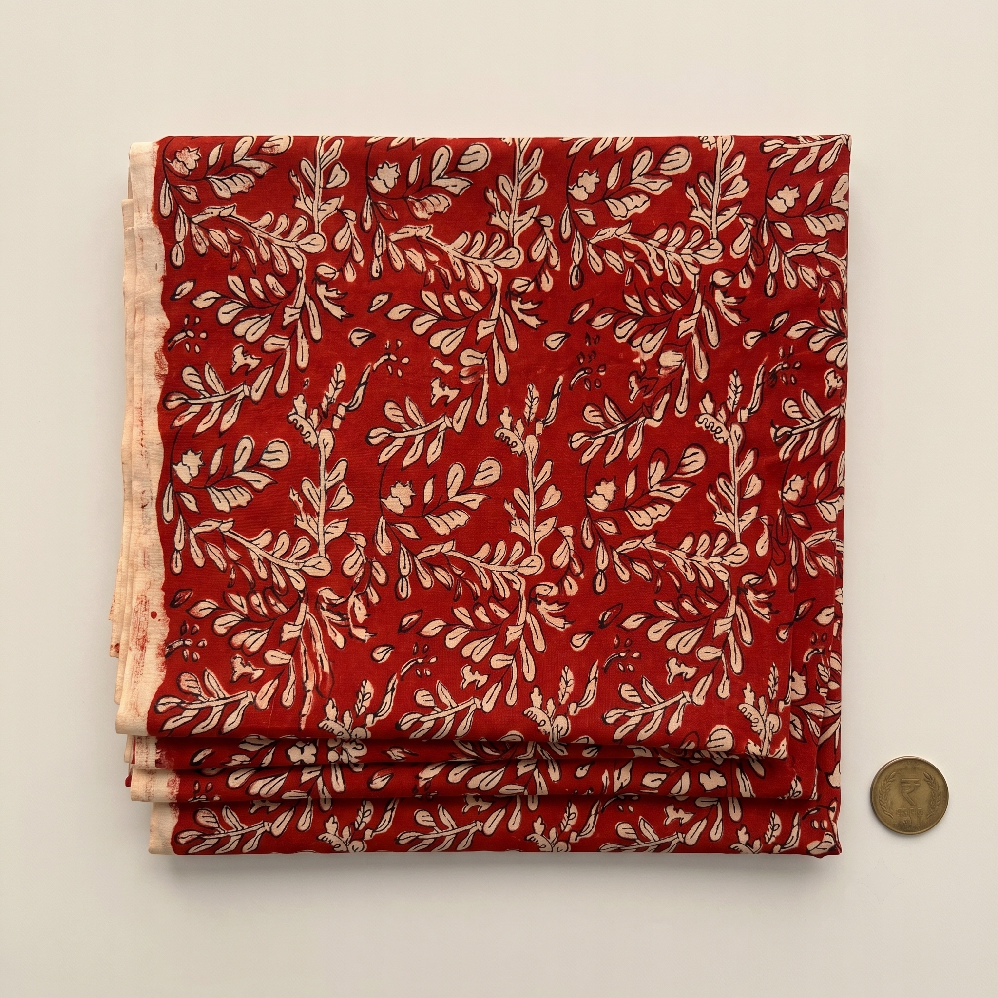 Bagru Daboo Block Print Cotton Fabric – Madder Red Vine