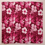Berry and white hand block print cotton napkin laid flat, full print visible