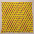 Yellow buti hand block print cotton napkin laid flat, full print visible