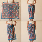Four ways to tie the slate and coral block print sarong
