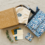 Blue & Cream Floral Hand Block Print Cotton Tote Bag